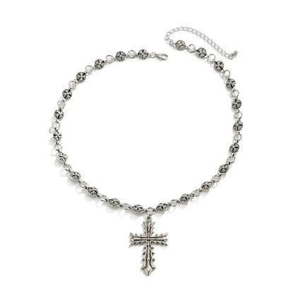 Oversized Cross Pendant Necklace for Punk Gothic Streetwear Statement Styling