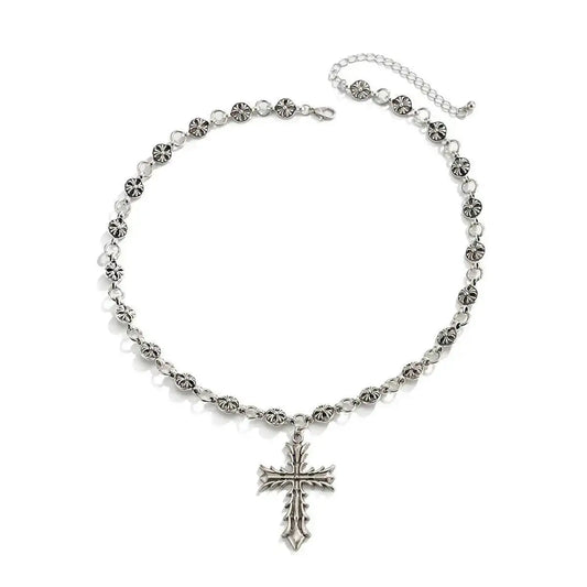 Oversized Cross Pendant Necklace for Punk Gothic Streetwear Statement Styling