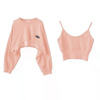 Women's Cropped Batwing Sleeve Sweatshirt with Relaxed Fit for Modern Streetwear Style