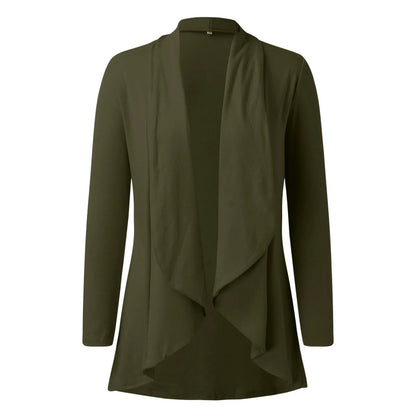 Women's Lightweight Open Front Long Cardigan with Pockets and Relaxed Fit