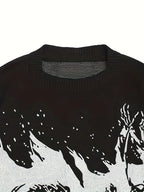 Men's Artistic Graphic Knit Relaxed Fit Streetwear Sweater Pullover