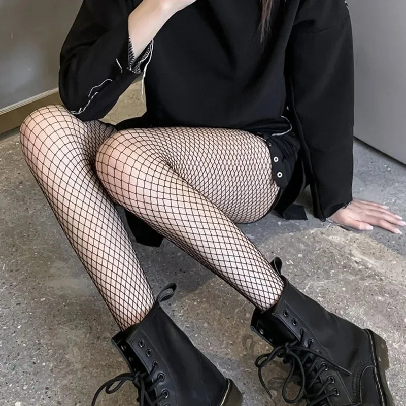 Classic Diamond Fishnet Pantyhose High Waist Alternative Fashion Mesh Tights
