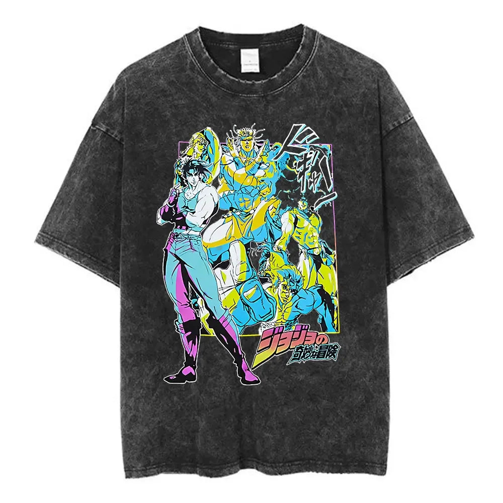 Retro Anime Streetwear Oversized Vintage Washed Graphic T-Shirt