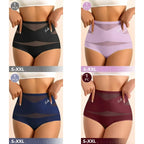 High-Waisted Geometric Mesh Panel Brief with Solid Base