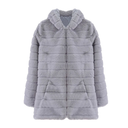 Women's Long Hooded Faux Fur Coat Plush Winter Warm Casual Statement Outerwear