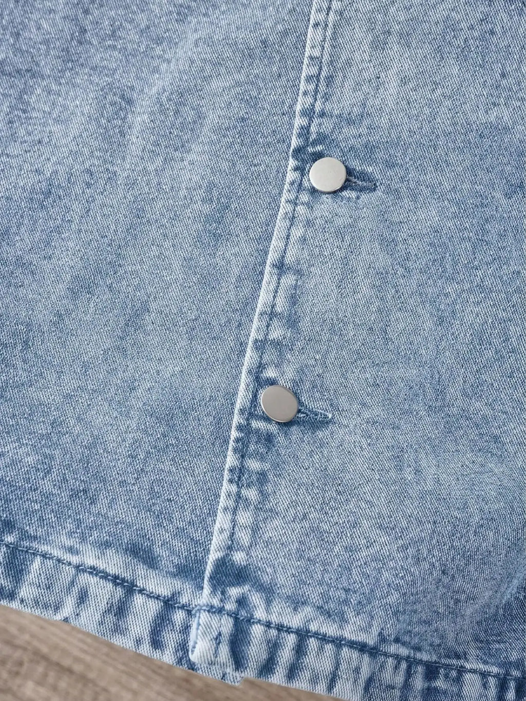 Oversized Washed Denim Button-Up Shirt Jacket with Utility Pocket Streetwear Design