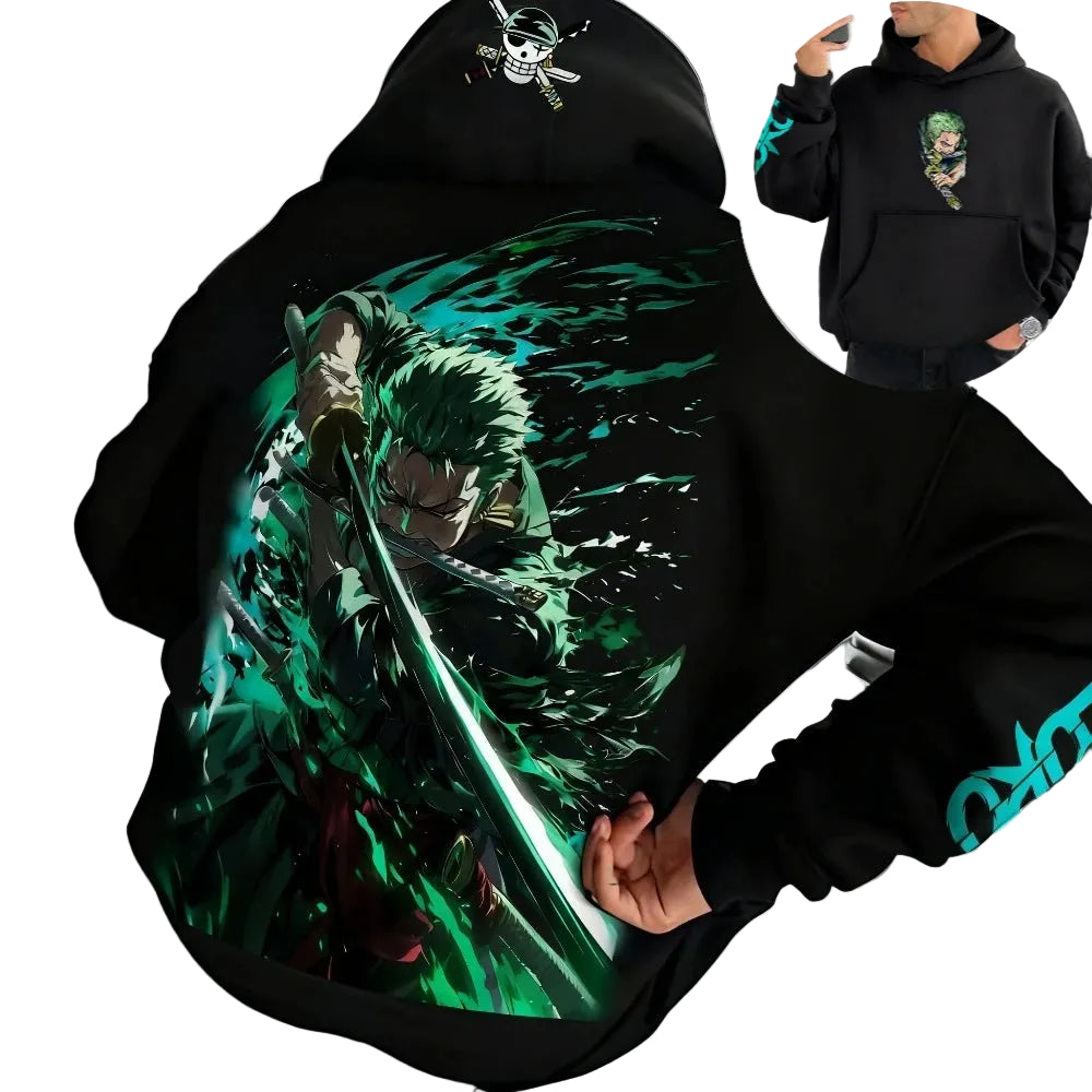 Anime Manga Streetwear Hoodie With Oversized Graphic Battle Art Design