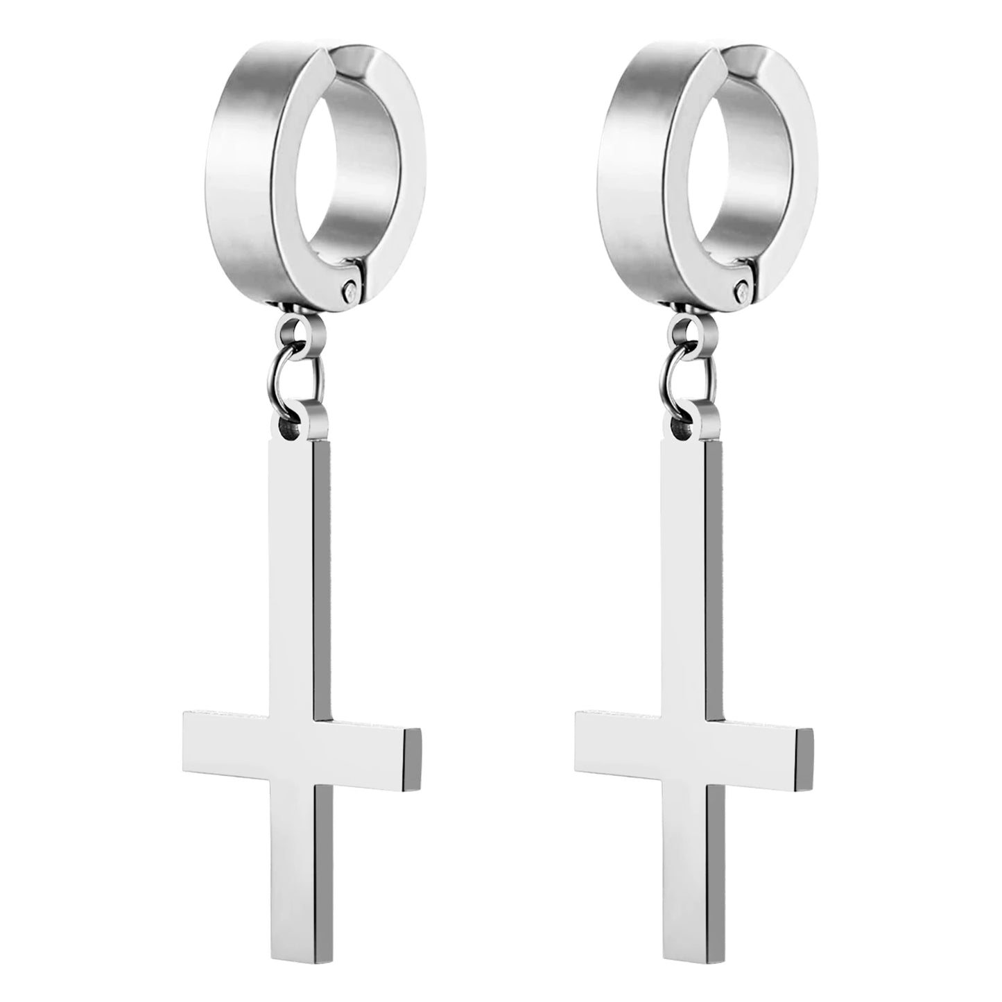 Gothic Cross Hoop Earrings for Punk and Alternative Statement Styling