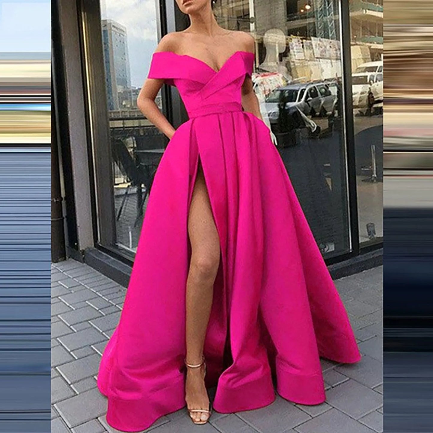 Off Shoulder High Slit Formal Alternative Evening Gown Dress