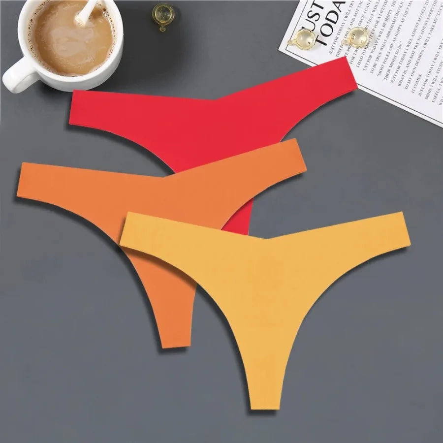 Seamless V-Waist Thong Panties Three-Pack with Smooth Athletic Finish