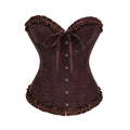 Jacquard Overbust Corset with Ruffled Trim, Structured Boning and Lace-Up Back