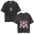 Anime Goth Demon Portrait Oversized Washed Streetwear Graphic T-Shirt