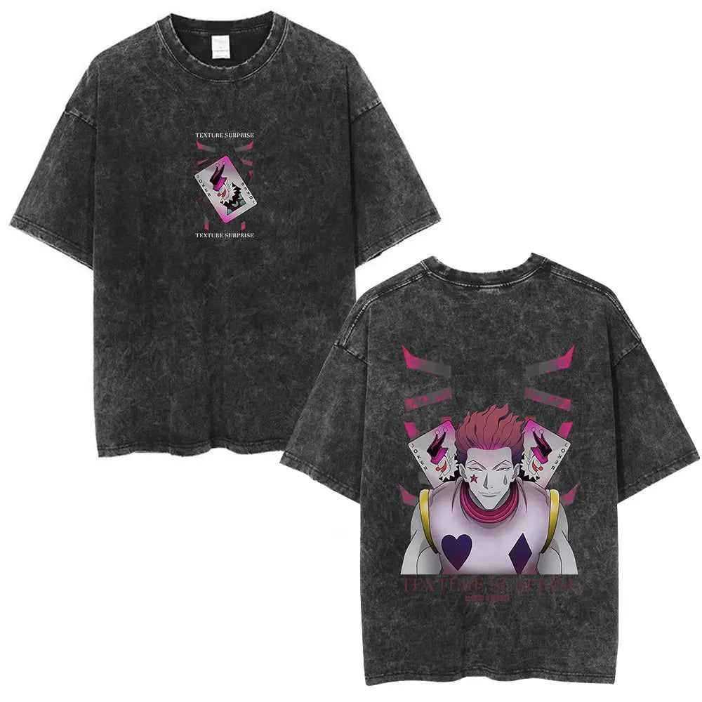 Anime Goth Demon Portrait Oversized Washed Streetwear Graphic T-Shirt