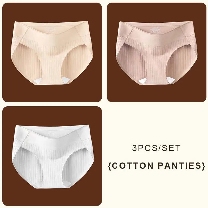 3-Piece Seamless Ribbed Mid-Rise Brief Set in Earthy Neutrals