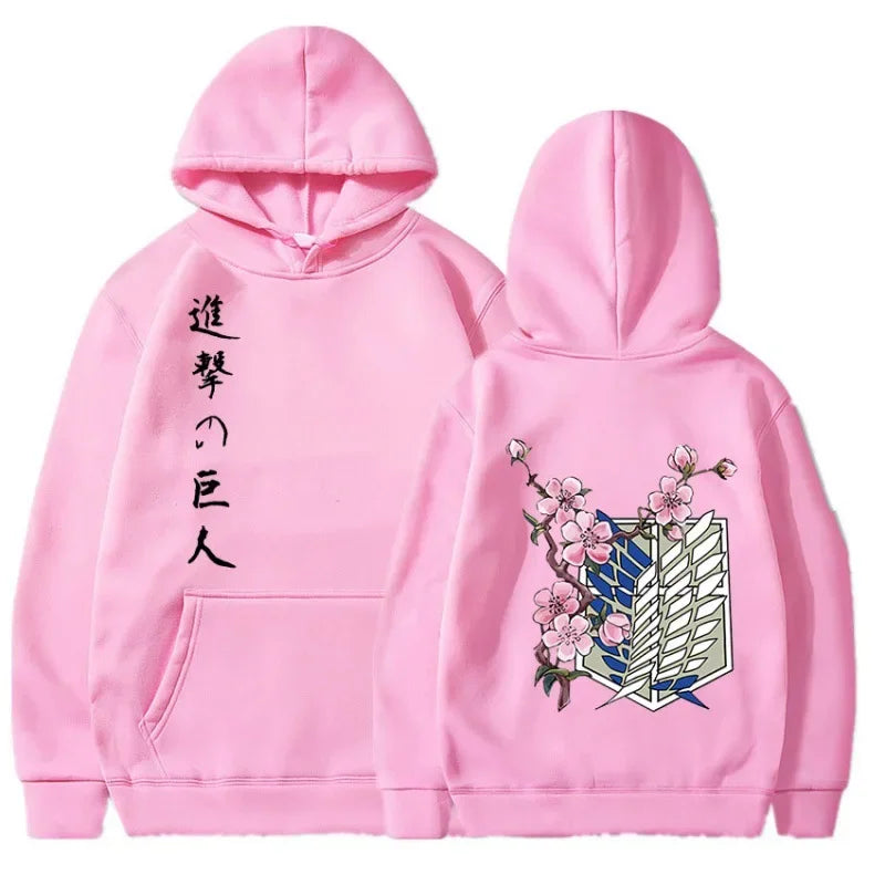 Anime Manga Hoodie With Minimalist Japanese Streetwear Floral Graphic Design