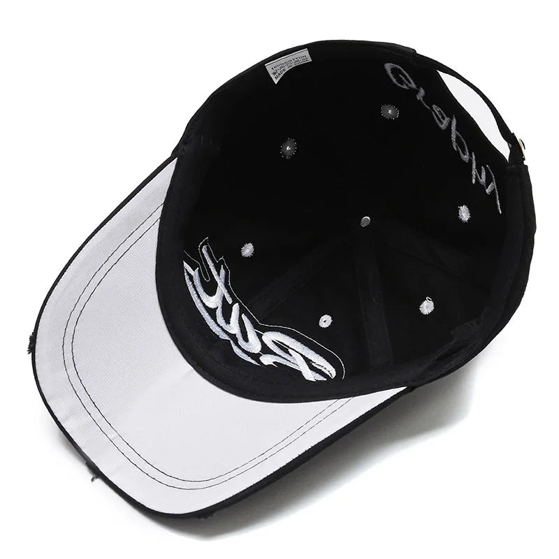 Typography Embroidered Baseball Cap Adjustable Curved Brim Urban Streetwear Fashion Hat