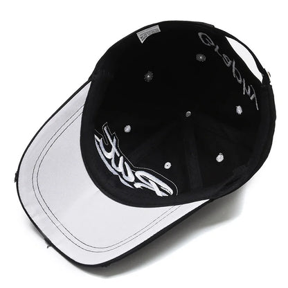 Typography Embroidered Baseball Cap Adjustable Curved Brim Urban Streetwear Fashion Hat