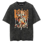 Anime Gothic Warrior Graphic Vintage Washed Oversized Streetwear Cotton Tee