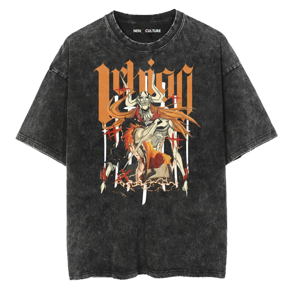 Anime Gothic Warrior Graphic Vintage Washed Oversized Streetwear Cotton Tee