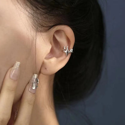 Celestial Four Point Star Ear Cuff for Gothic Y2K Alternative Styling