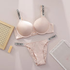 Sleek Contour Underwire Bra Set with Crystal-Embellished Straps