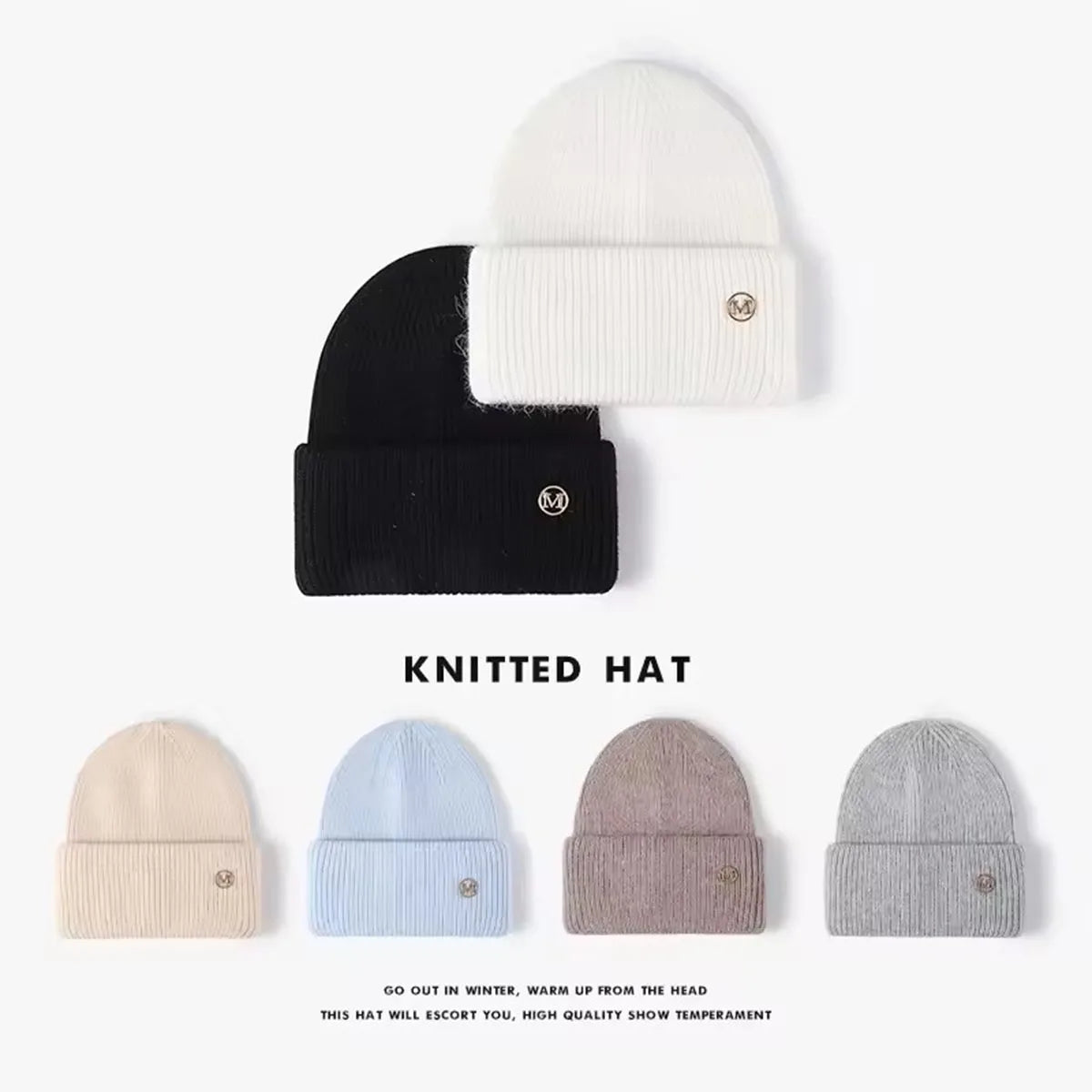 Soft Knit Slouchy Winter Beanie with Plush Trim for Casual Everyday Streetwear Fashion Style