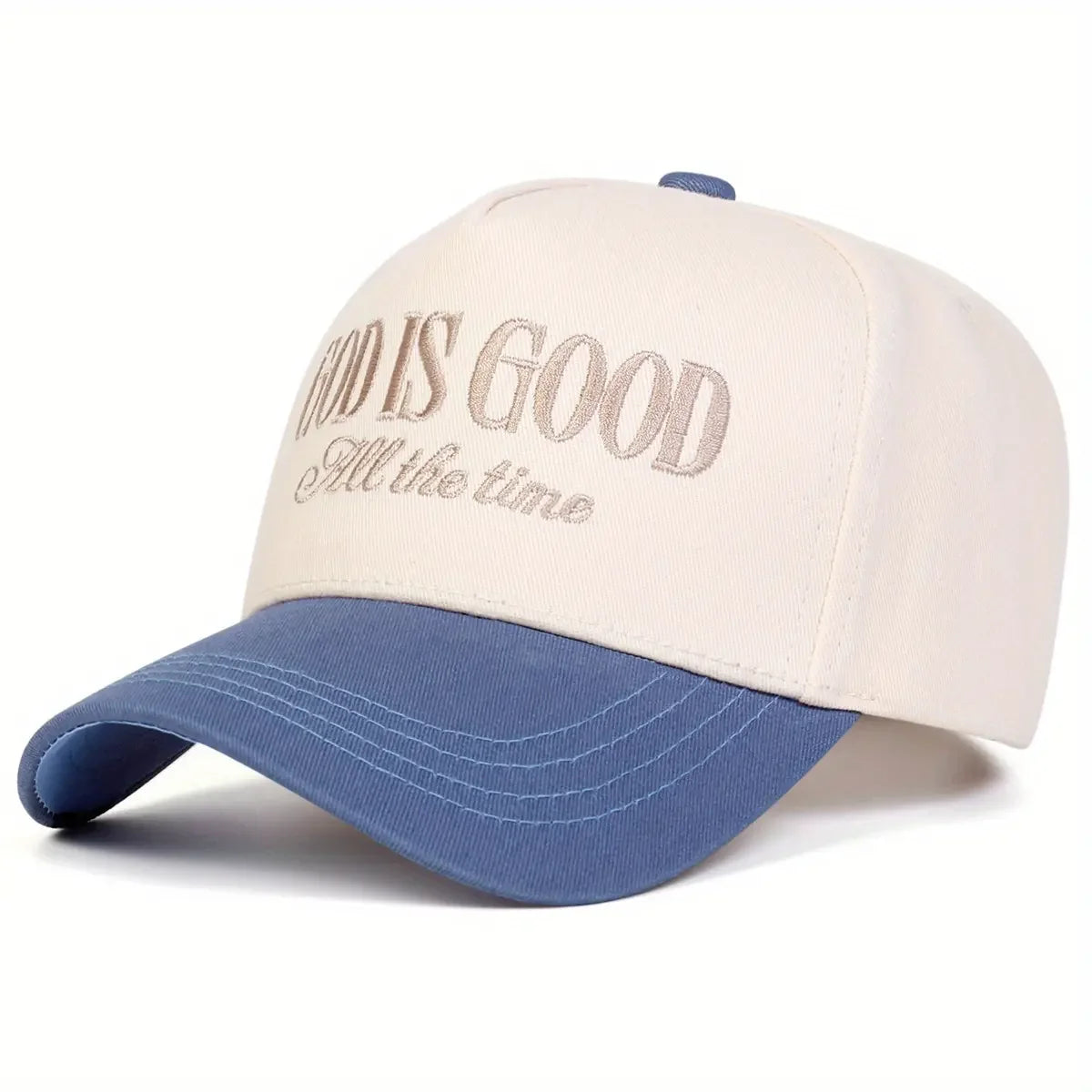 Embroidered Two-Tone Adjustable Baseball Cap with Curved Brim for Contemporary Casual Streetwear Style