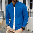 Men's Slim Fit Stand Collar Zip Jacket with Clean Minimalist Streetwear Design