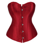 Luminous Teal Satin Overbust Corset with Front Metal Busk