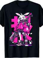 Kawaii Anime Streetwear Tee with Retro Cyber Manga Graphic Design