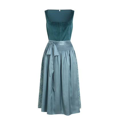 Vintage Inspired Lace Up Bodice Cottagecore Alternative Midi Dress