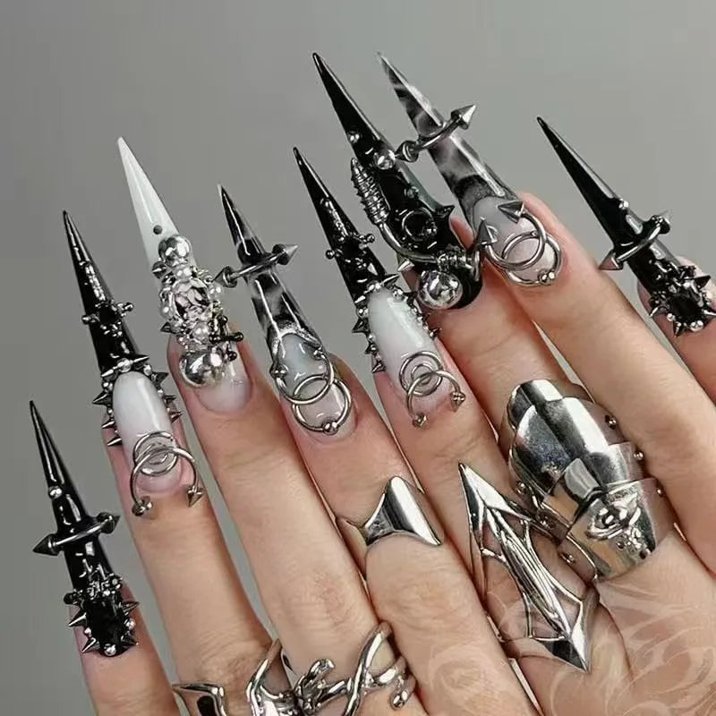 Gothic Cross and Mixed Metal Nail Art Charms Decoration Set