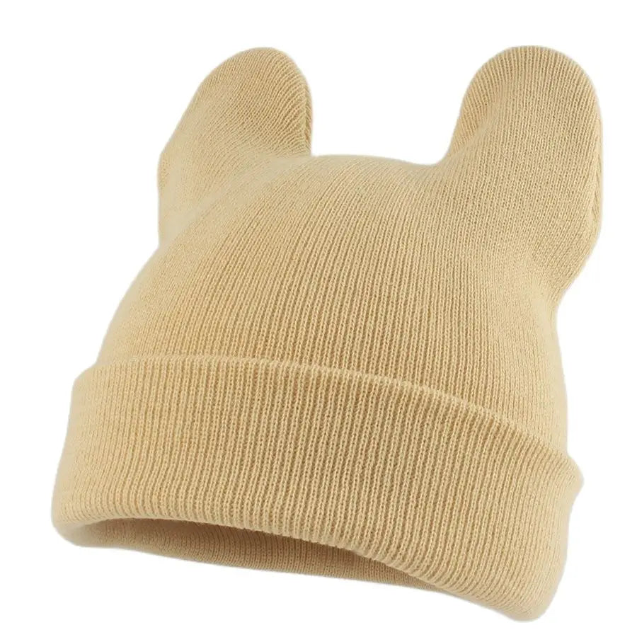 Cute Cat Ear Acrylic Knit Beanie for Playful Streetwear Casual Winter Everyday Fashion Style