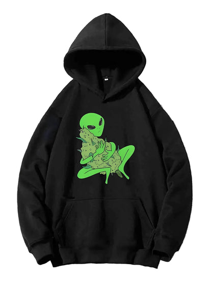 Alien Inspired Graphic Heavyweight Hoodie for Urban Streetwear and Casual Styling