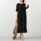 Boho Pleated Maxi Dress with Relaxed Silhouette for Everyday Styling