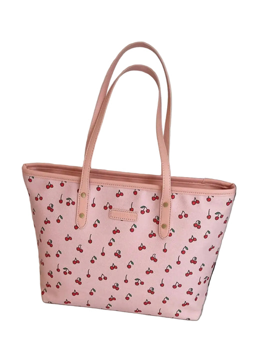Large Capacity Printed Bucket Tote Bag with Zip Closure Design