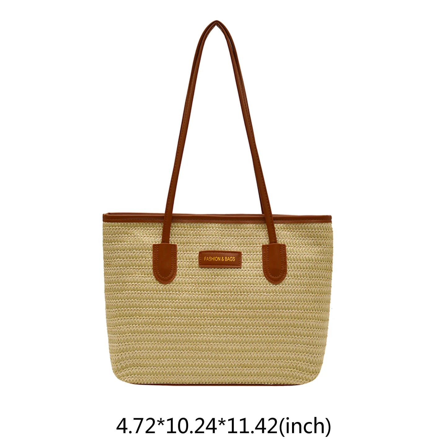 Large Capacity Woven Straw Tote Shoulder Bag for Everyday Travel