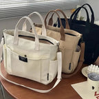 Minimal Canvas Tote Shoulder Crossbody Bag with Large Capacity Design