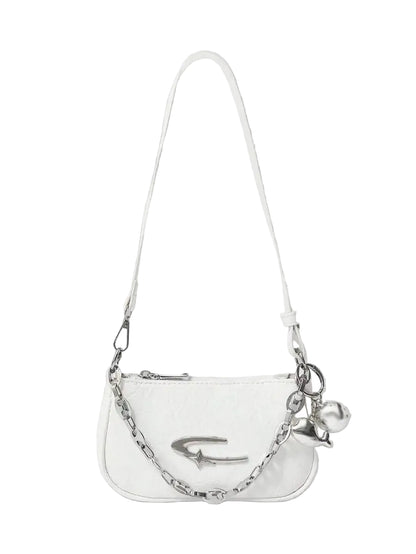 Mini Crescent Camera Shoulder Bag with Chain Strap Contemporary Street Style