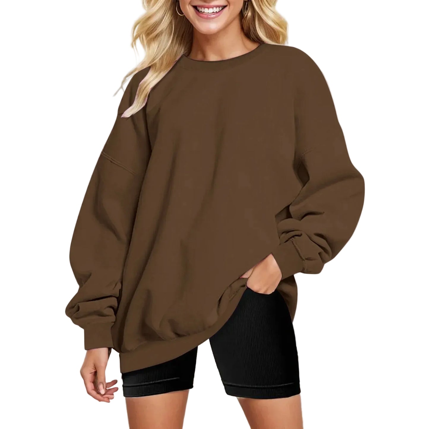 Women's Oversized Hooded Pullover Sweatshirt with Drop Shoulders for Everyday Streetwear Style
