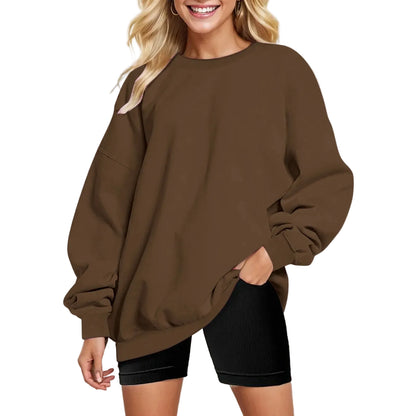 Women's Oversized Hooded Pullover Sweatshirt with Drop Shoulders for Everyday Streetwear Style