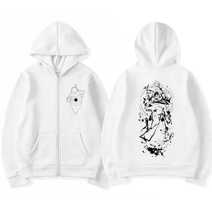 Anime Streetwear Zip Hoodie With Manga Style Graphic Back Artwork