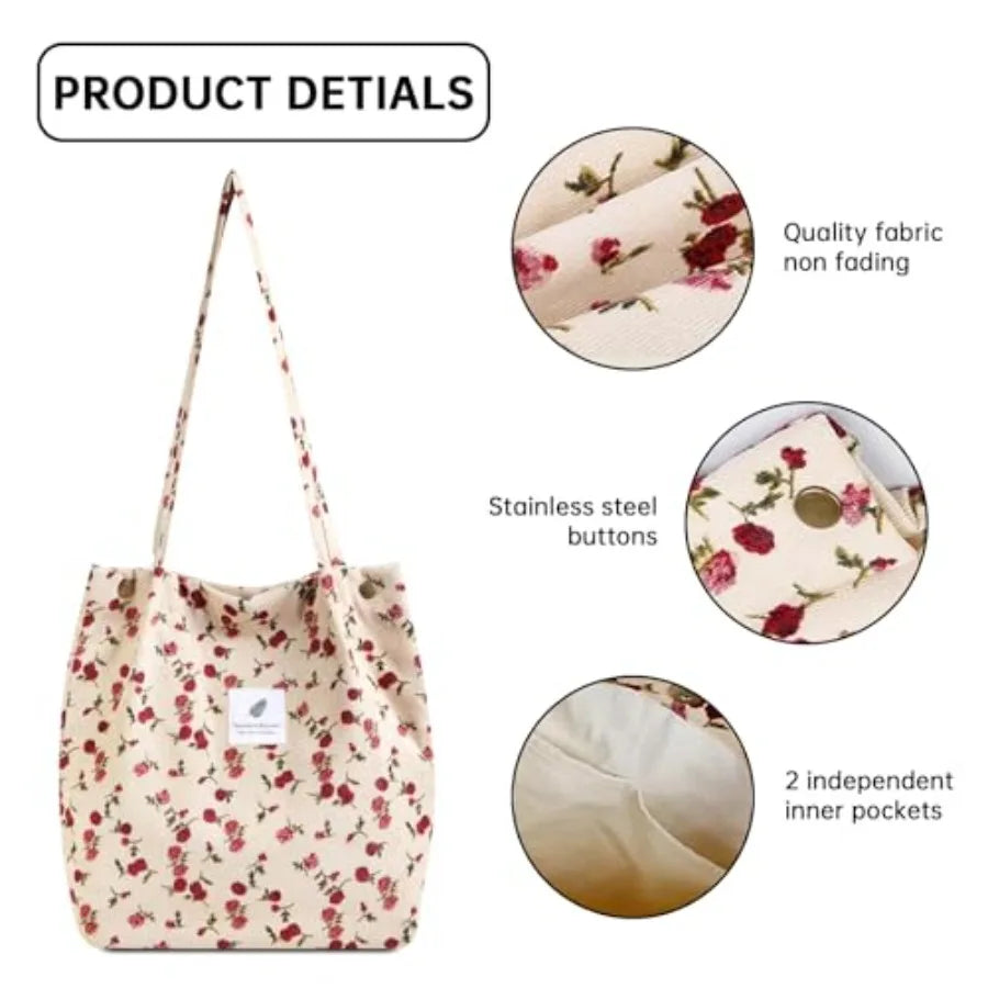 Soft Floral Print Everyday Tote Bag with Relaxed Carry Design