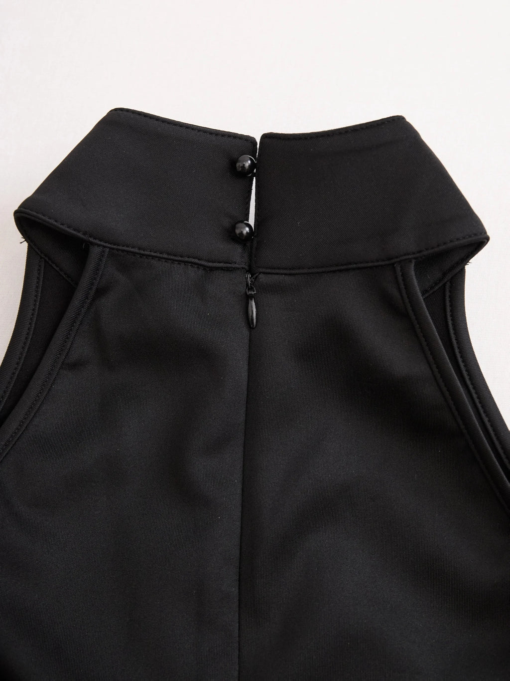 Two-Tone High-Neck Bodycon Midi Dress with Contrasting Pleated Flounce Hem