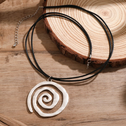 Spiral Pendant Necklace Y2K Alternative Celestial Inspired Statement Jewelry
