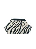Animal Pattern Knit Clutch Bag with Compact Shoulder Carry Design