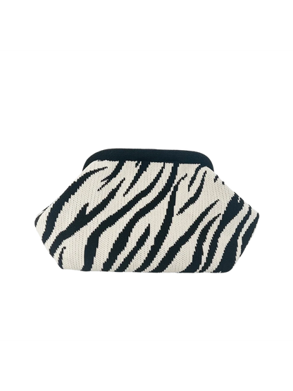 Animal Pattern Knit Clutch Bag with Compact Shoulder Carry Design