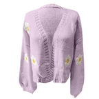 Women's Floral Knit Cardigan Relaxed Fit Contemporary Layering Sweater