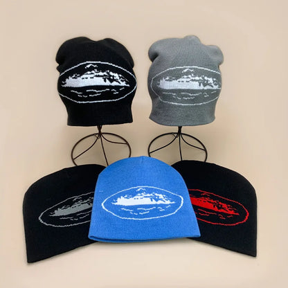 Minimalist Graphic Acrylic Knit Beanie for Contemporary Streetwear Casual Winter Everyday Fashion Style