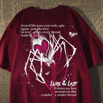 Oversized Spider Graphic Streetwear T-Shirt with Abstract Typography Artwork